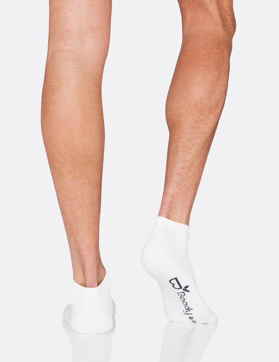 Boody | Men's Cushioned Ankle Socks in White | Size I 6-11