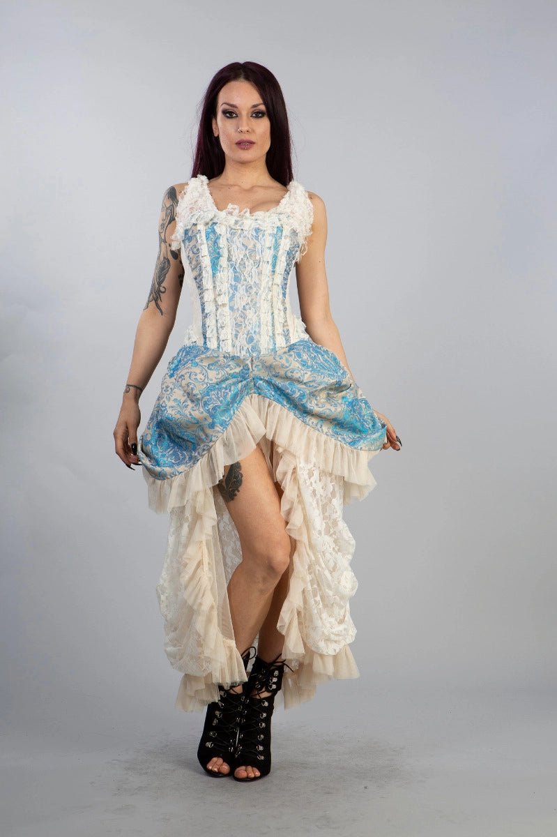 Versailles corset dress in blue/cream jacquard