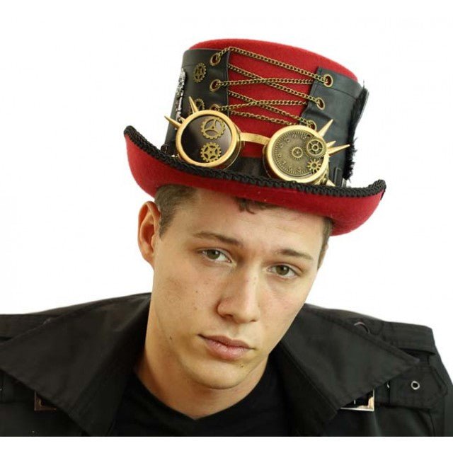 Johnnie Brocks Steampunk Top Hat with Attached Goggles